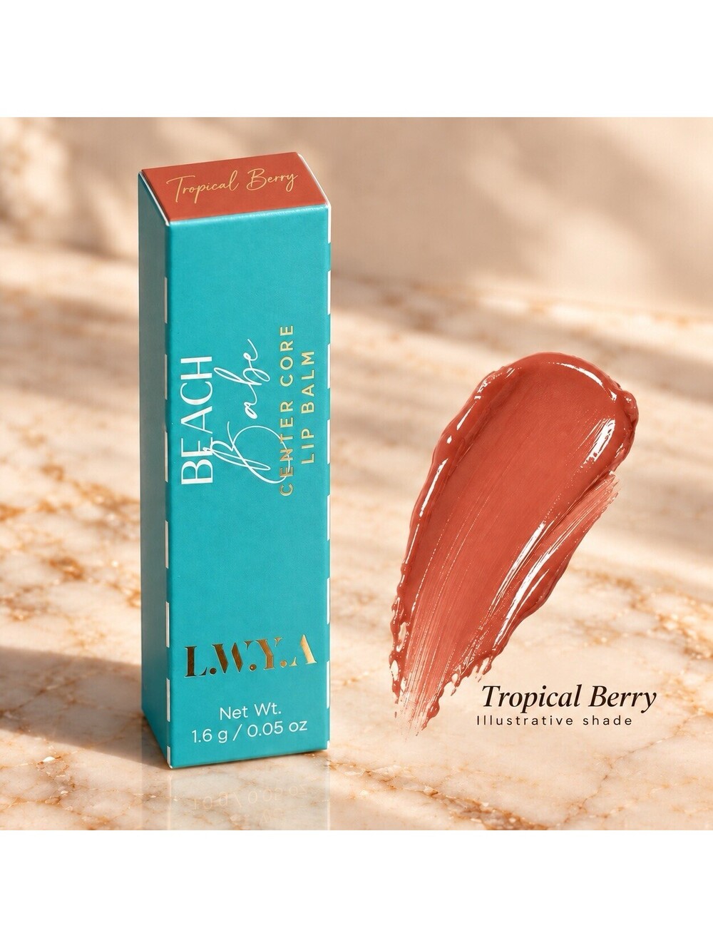 L.W.Y.A Kim Gravel Beach Babe Center Core Lip Balm Tropical Berry 0.05oz NEW